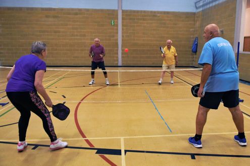 A game of doubles pickleball