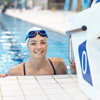 A female swimming at Southbury Leisure Centre.