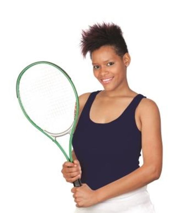 Woman with squash racquet