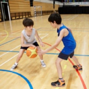 Kids playing basketball