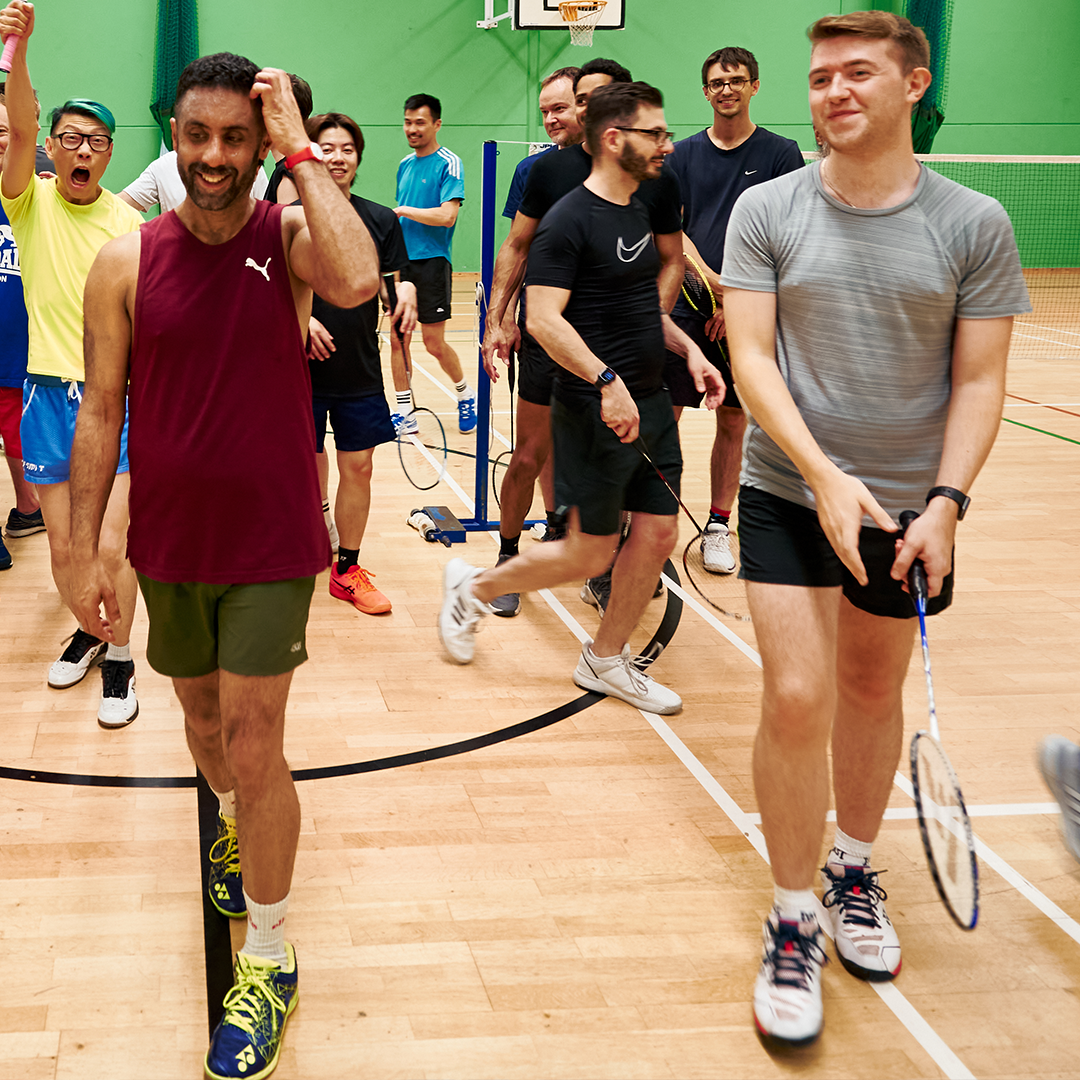 group playing badminton