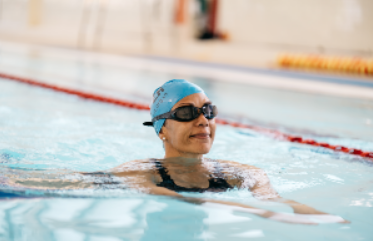 Woman swimming in the pool
