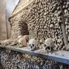 Large Pile of Human Skulls in Kutna Hora Bone Ossuary