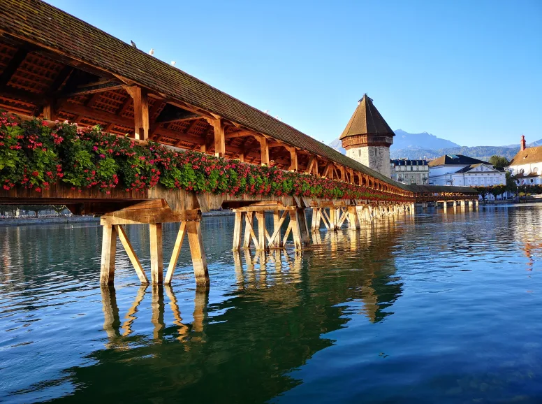 Bridge in Lucerne Over Lake During the Day
