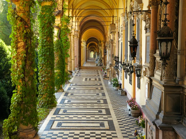 Covered Arcade with Vines Growing on Columns in Zagreb Croatia 