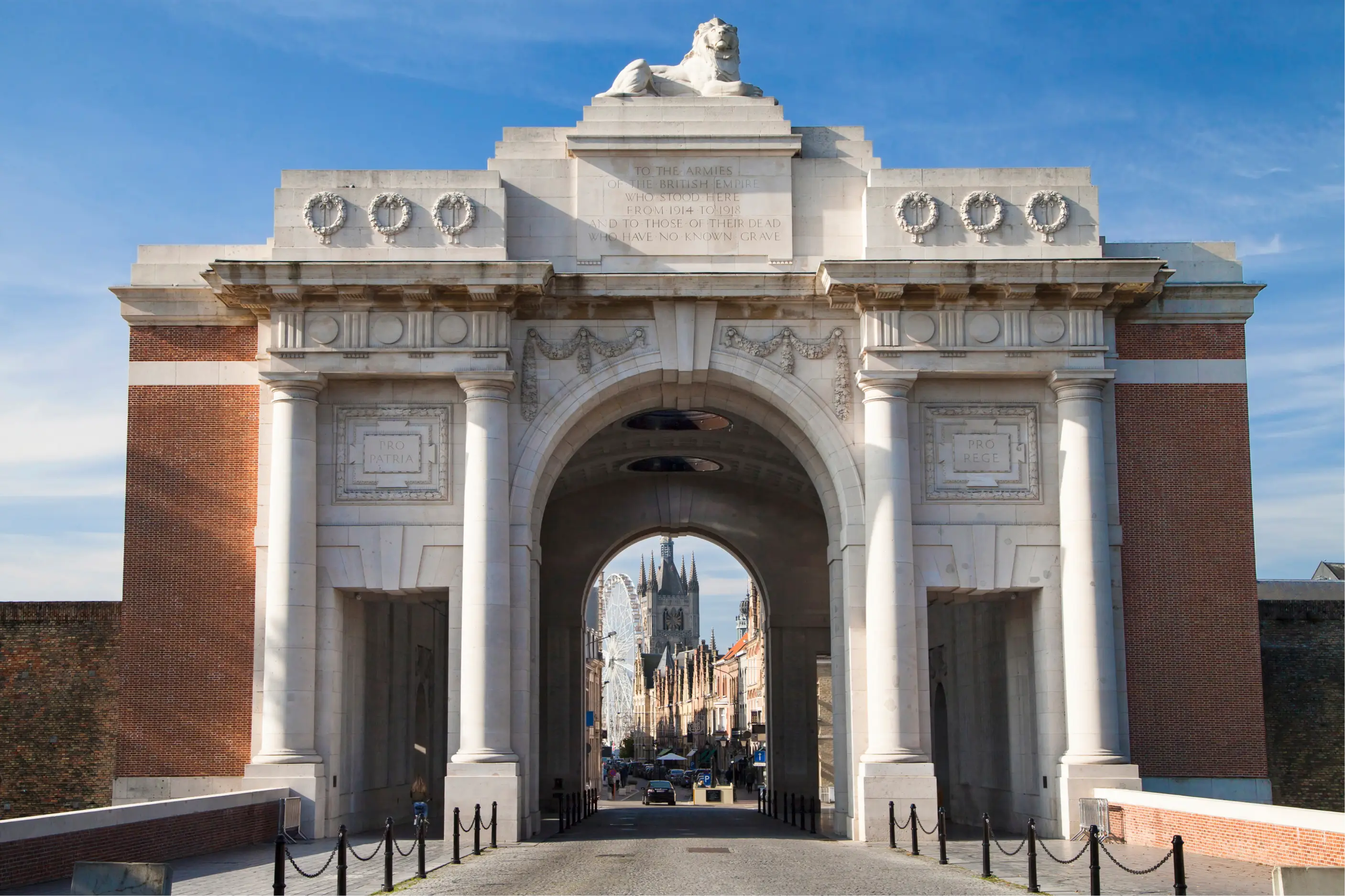 A Brick and Stone Formal Archway with Columns