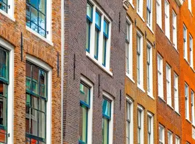 Orange and Brown Brick Row Houses in Jordaan
