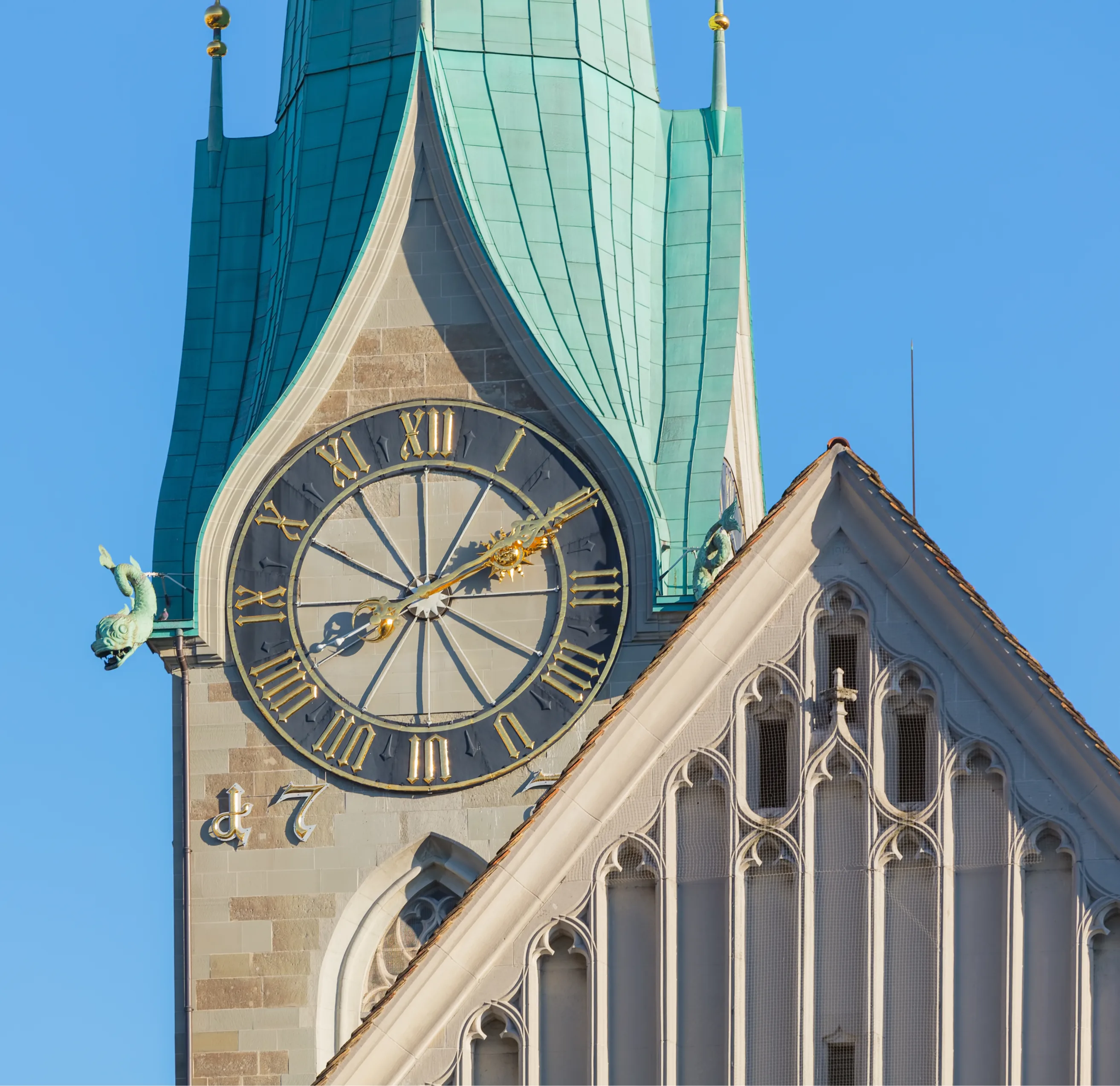 Close Up of the Clock on Fraumünster Church