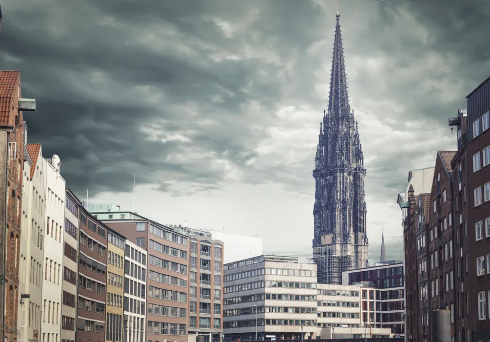 Spire of St Nikolai Church in Hamburg