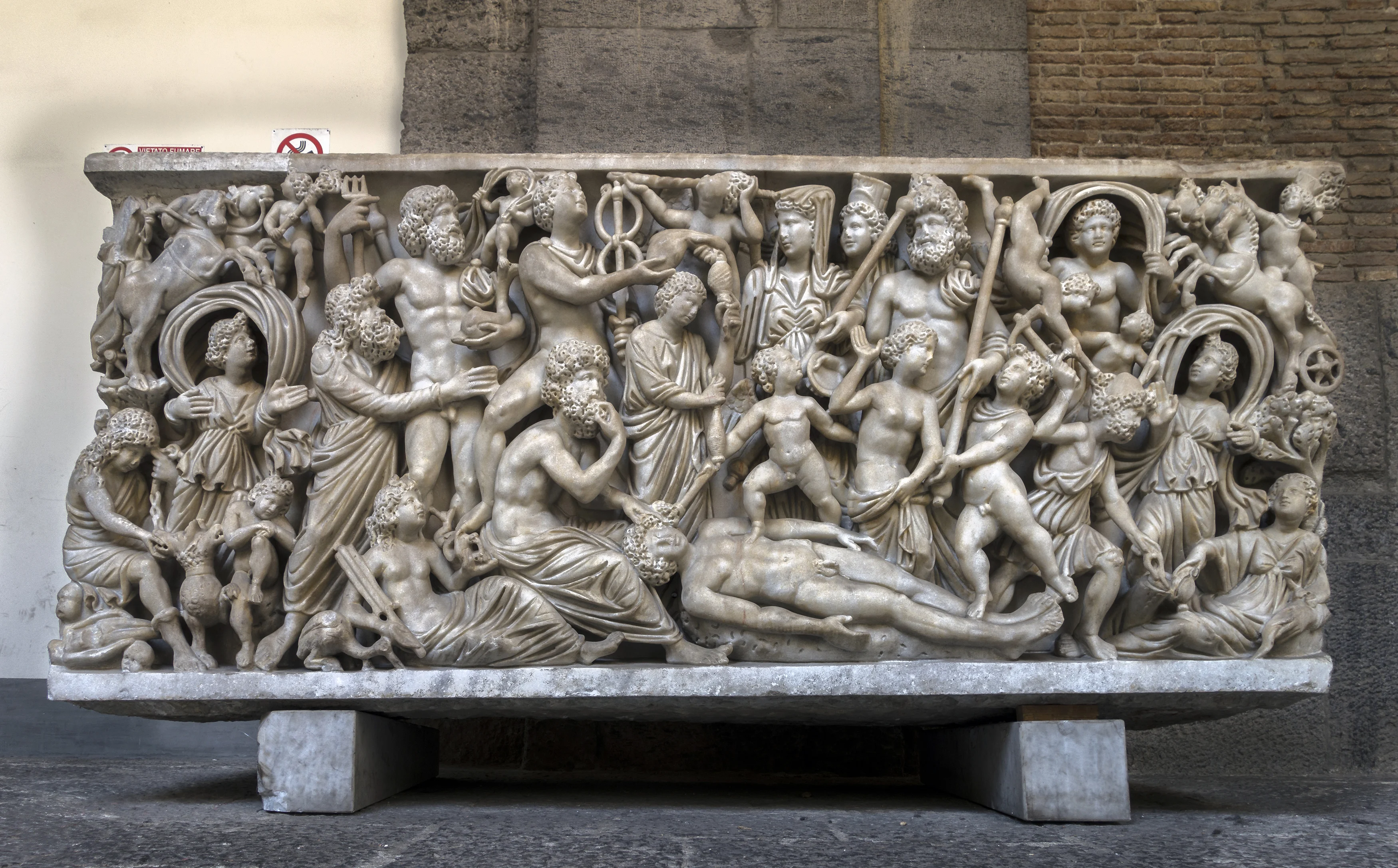 A Carving of Ancient Figures at Naples Archaeological Museum