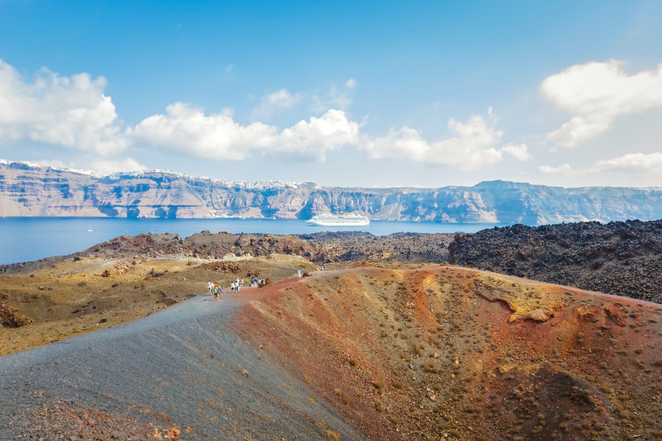 View over the summit of Nea Kameni next to Santorini