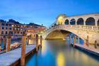 The Rialto Bridge in Venice Lit Up at Night