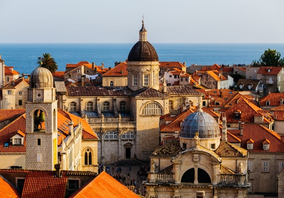 red rooftops and medieval walls of dubrovnik croatia