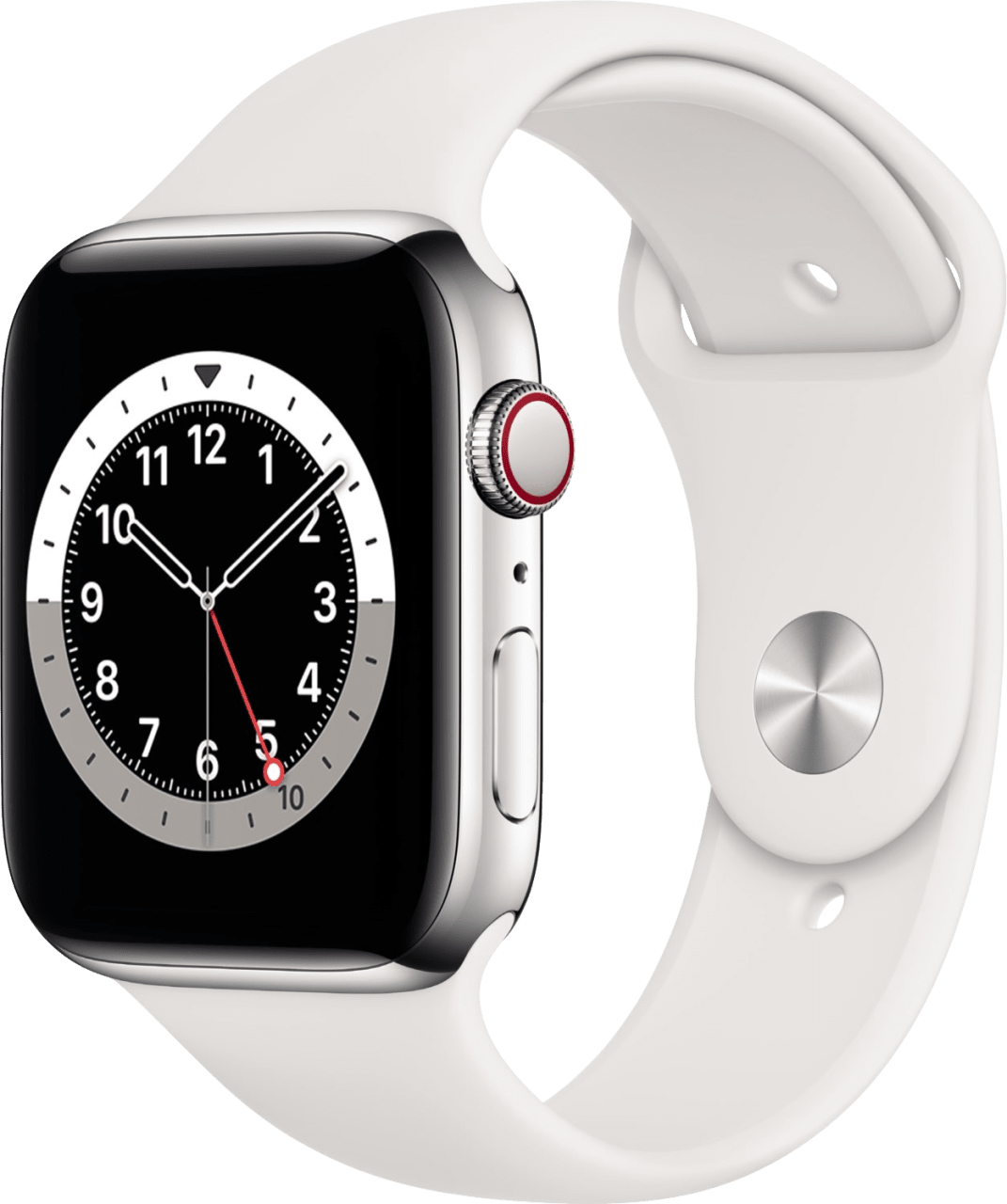 Weiß Apple Watch Series 6 GPS + Cellular , 44-mm-Edelstahlgehäuse, Sportarmband.1