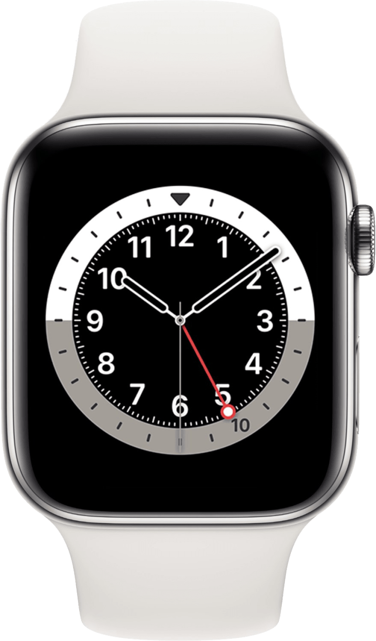 Weiß Apple Watch Series 6 GPS + Cellular , 44-mm-Edelstahlgehäuse, Sportarmband.2