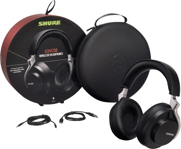 Black Headphones Shure Aonic 50 Noise-cancelling Over-ear Bluetooth headphones.3