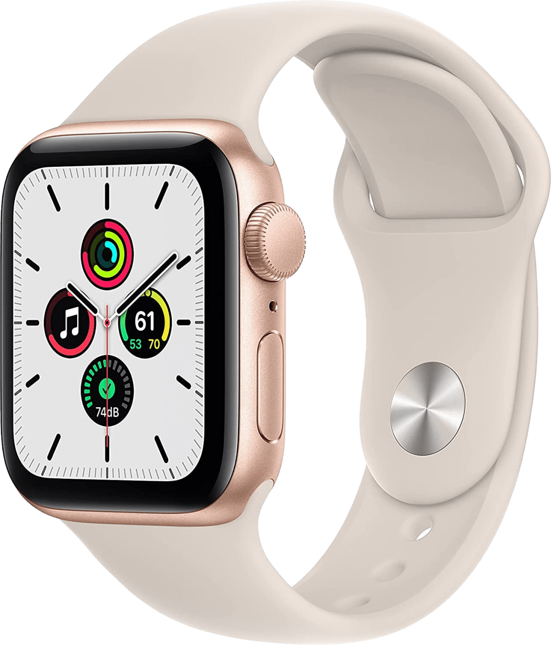 Starlight Apple Watch SE GPS, Gold Aluminiumgehäuse und Sportarmband, 40 mm.1