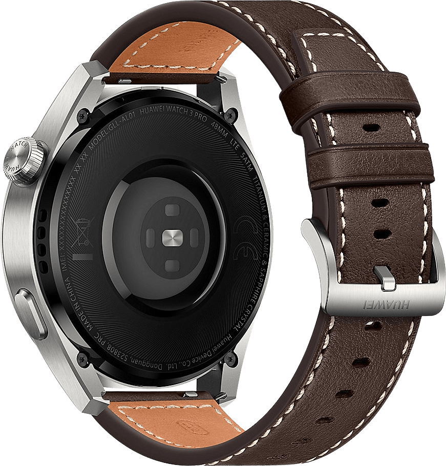 Braun Smartwatch Huawei Watch 3 Pro Classic GPS, titanium behuizing en leren band, 48mm.4