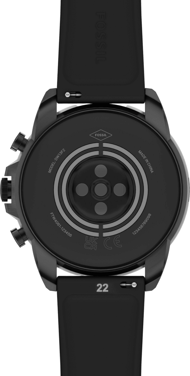 Black Fossil Gen 6, Stainless Steel Case & Silicone Band, 44mm.2