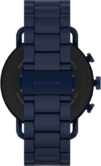 Blau Skagen Falster Gen 6 Smartwatch, Edelstahlgehäuse und #tide Ocean Material® Band, 41 mm.3