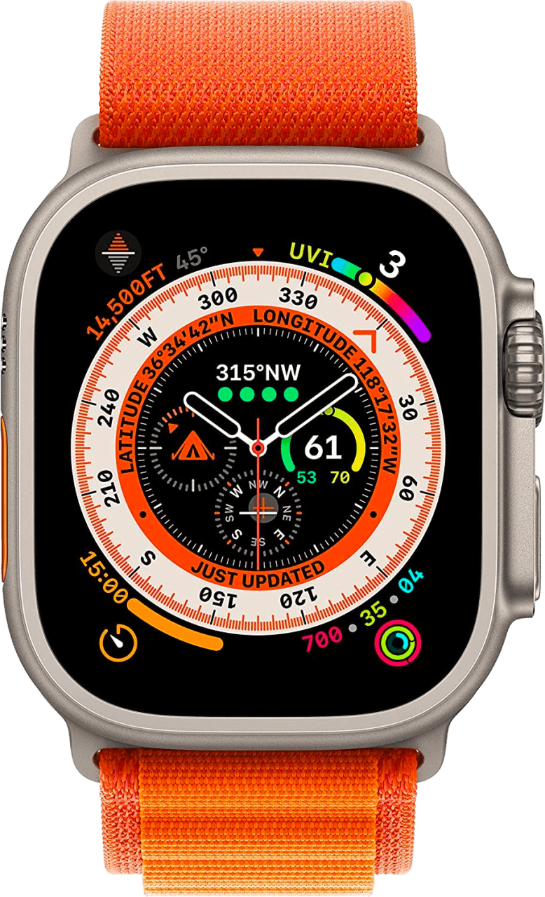 Orange Apple Watch Ultra GPS + Cellular, Silver Titanium Case and Alpine Loop, M.2