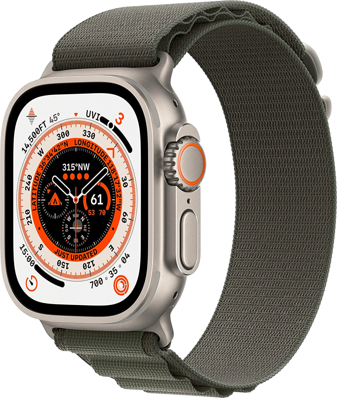 Schwarz/Grau Apple Watch Ultra GPS + Cellular, Silver Titanium Case and Trail Loop, M/L.1