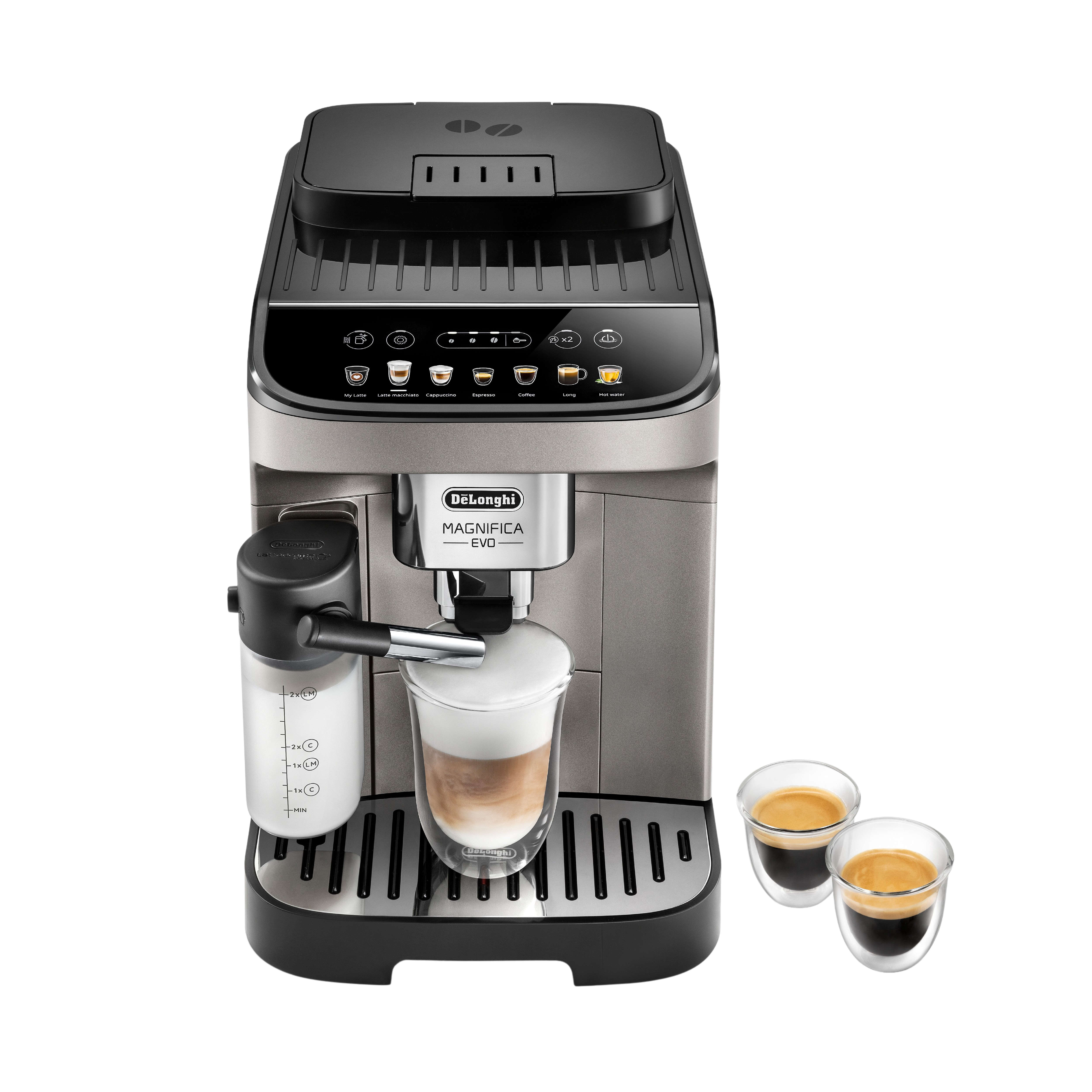 Máquina de café espresso súper automática Delonghi con un molinillo  ajustable, doble caldera, espumador de leche para preparar espresso,  capuchino