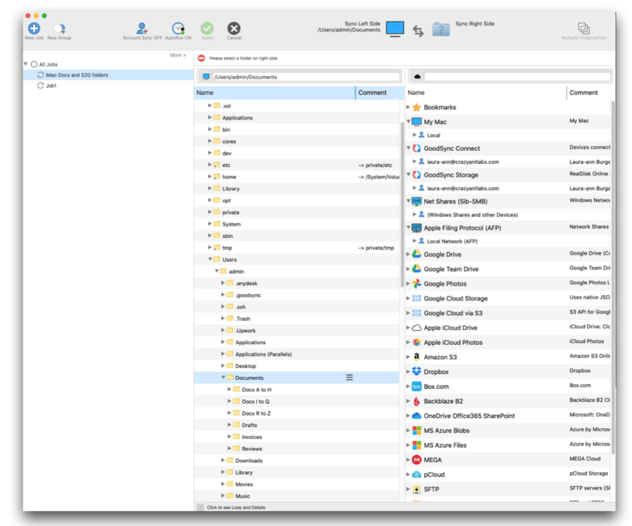 goodsync sftp to mac sync