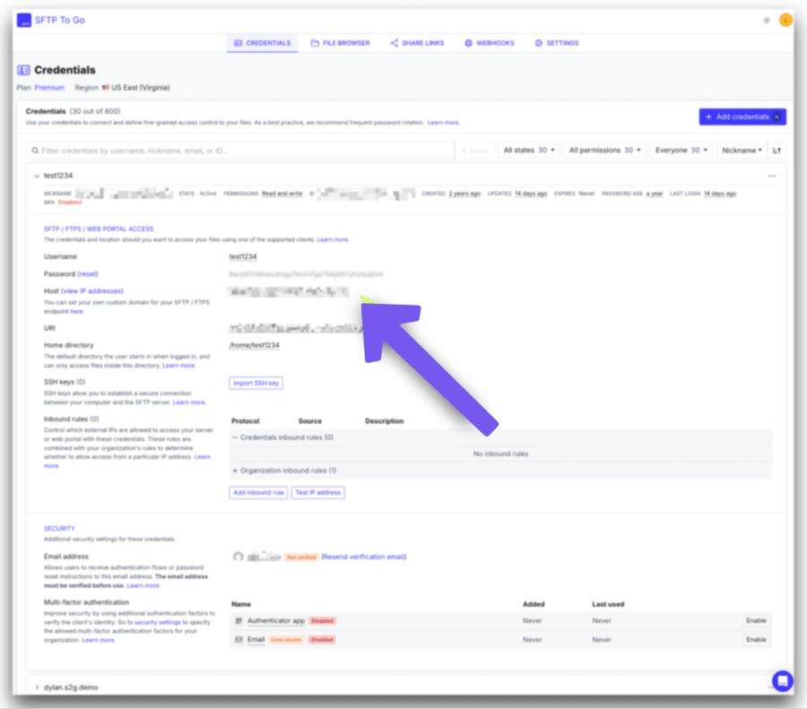 qualtric sftp to go credentials