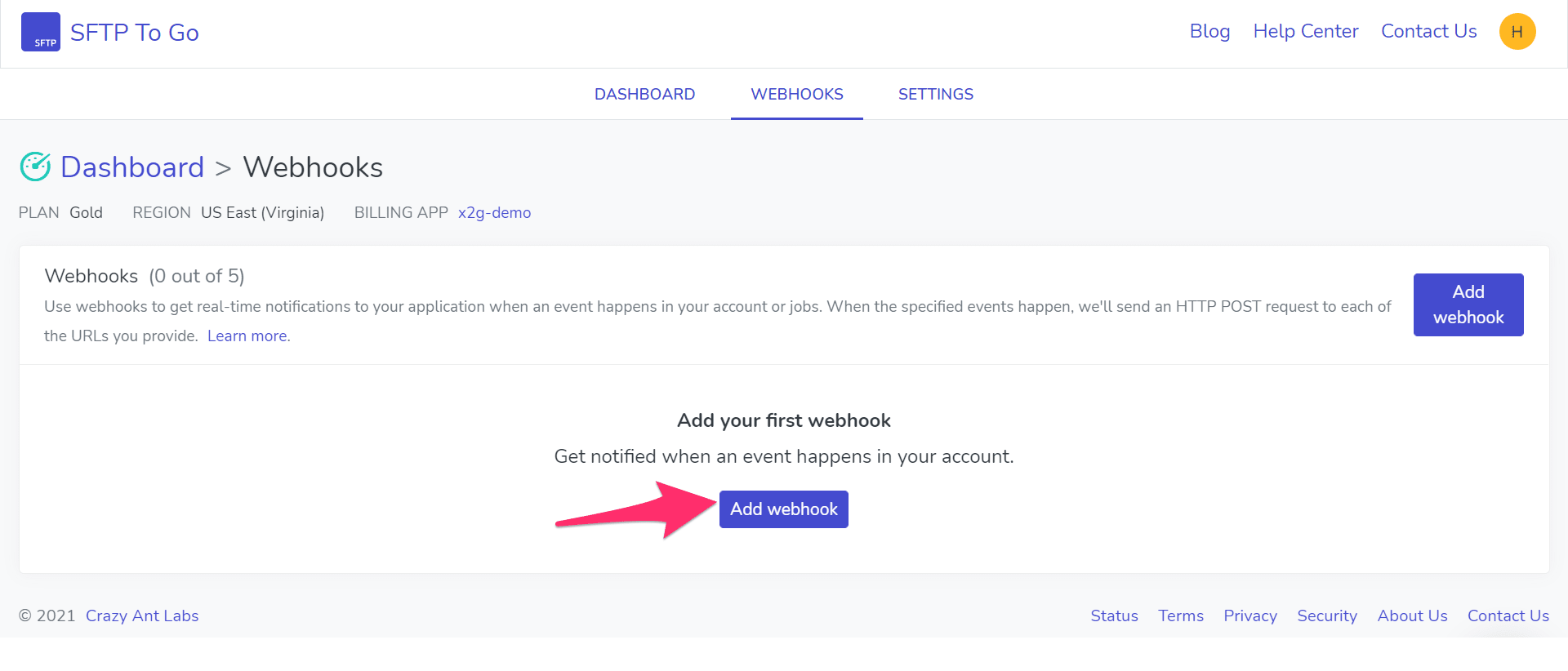 Click Add webhook