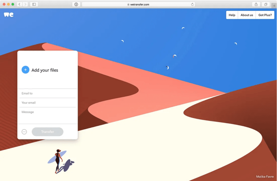 wetransfer interface