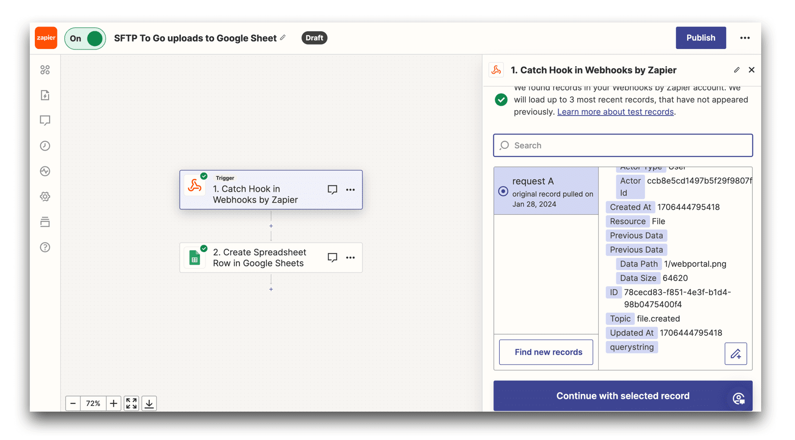 connect zapier to sftp