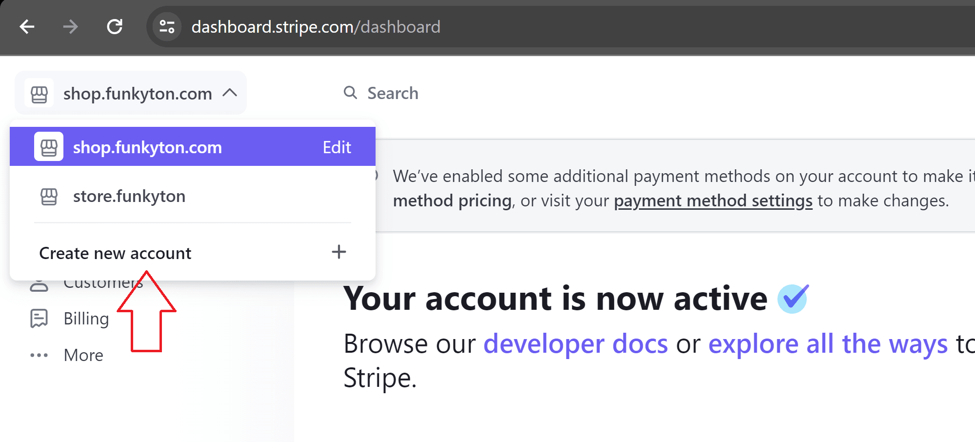 Create Account in Stripe