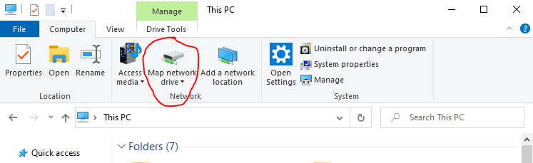 Map network drive on windwos