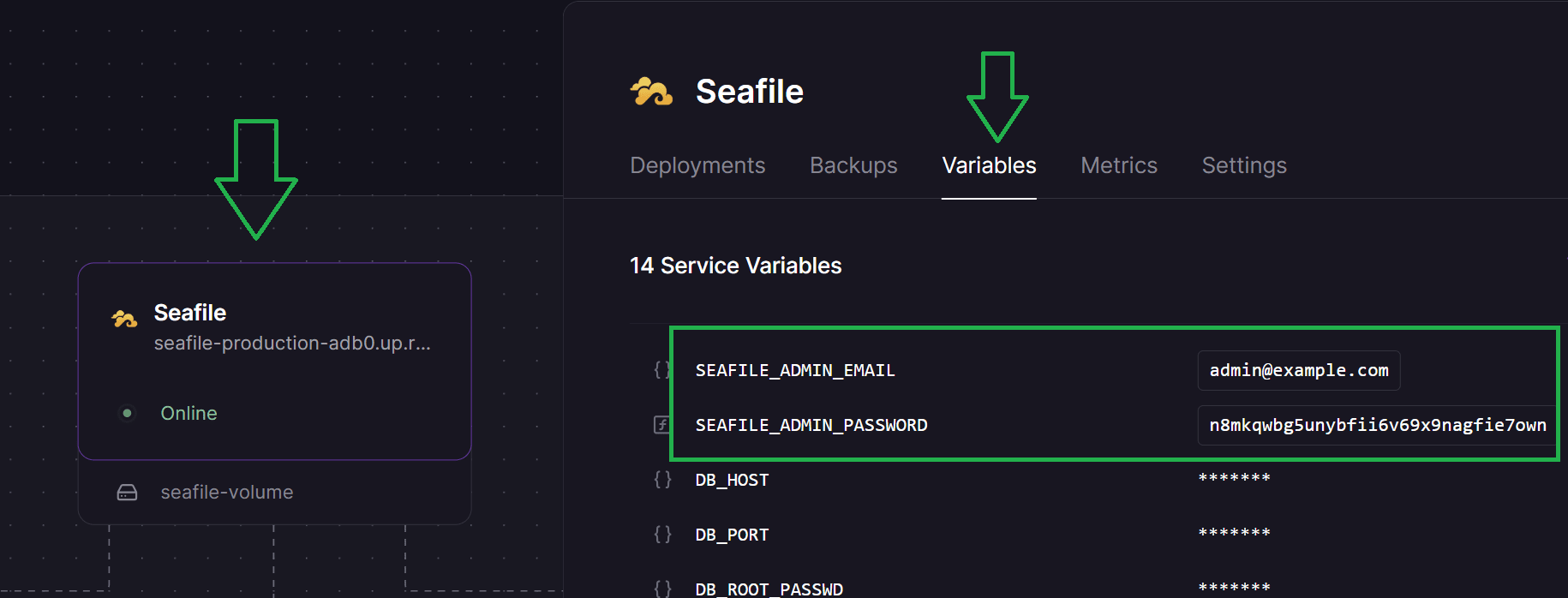 Locate your Seafile login credentials
