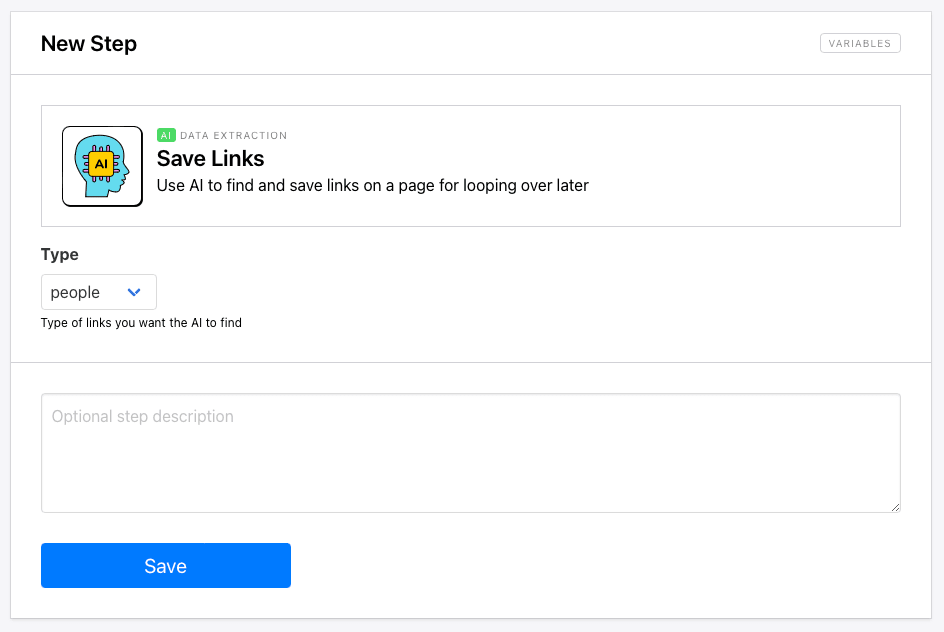 Screenshot of Roborabbit ai save links step