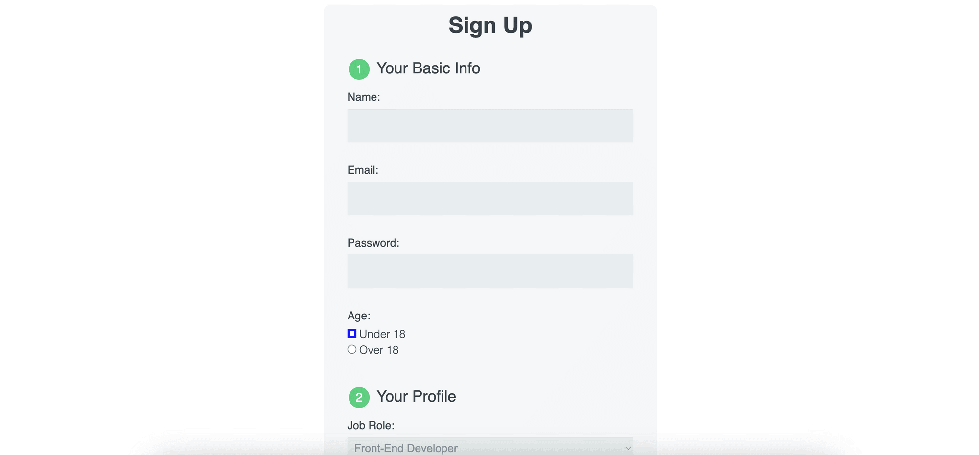 radio button highlighted