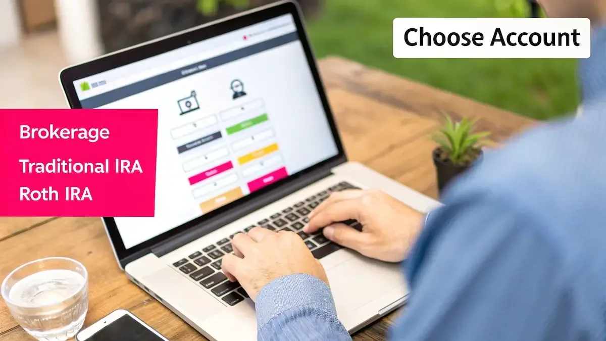 A person comparing different options on a digital screen, symbolizing the choice of an investment account.