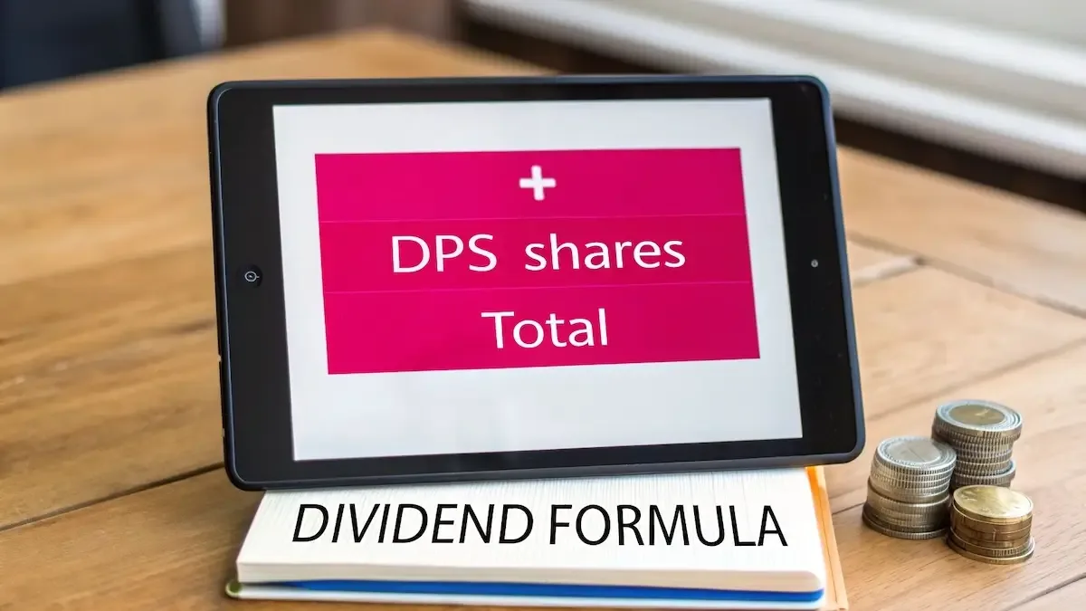 A calculator and pen on top of financial documents, illustrating dividend calculations