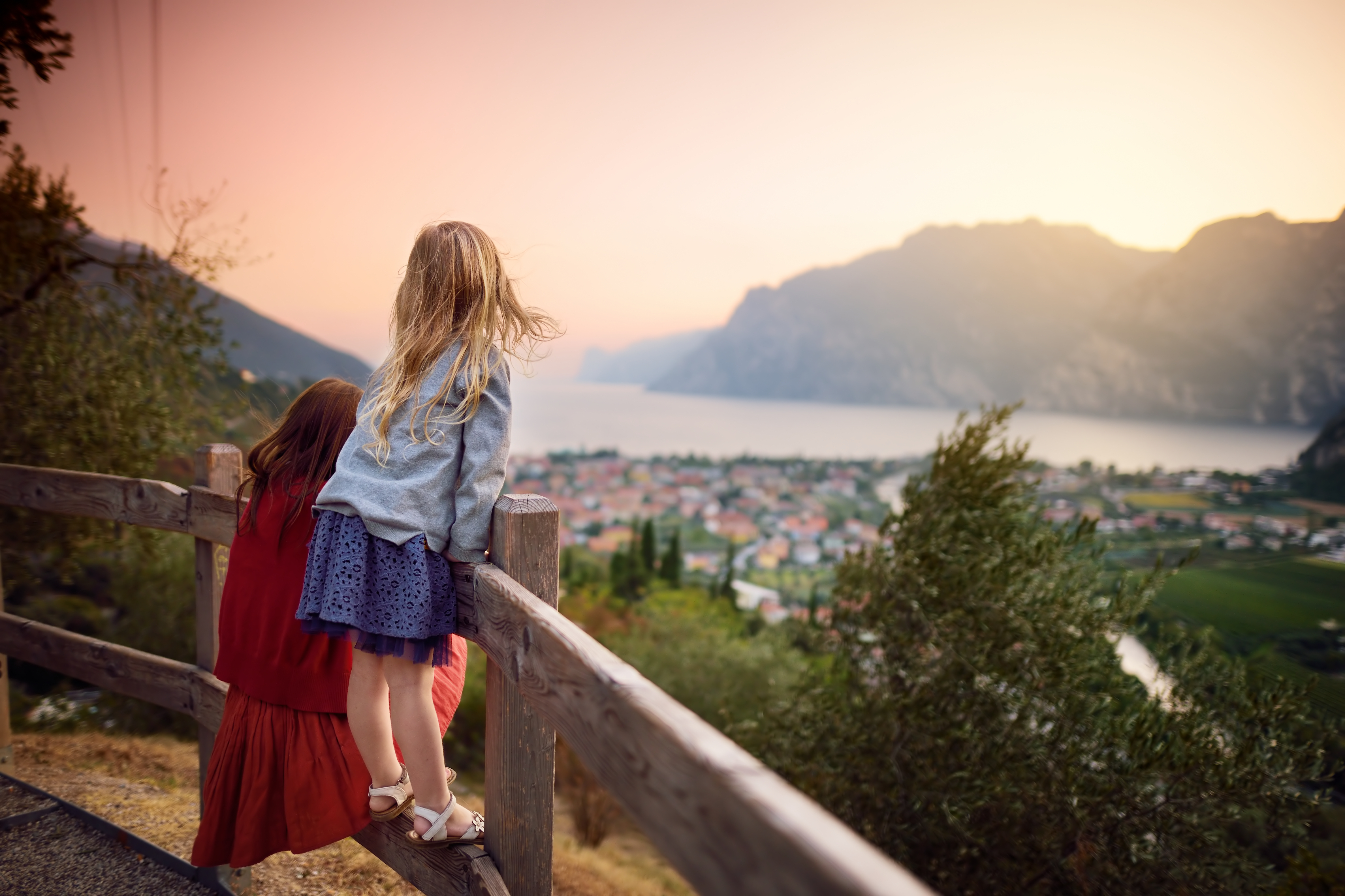 children looking at a view whilst on holiday in europe