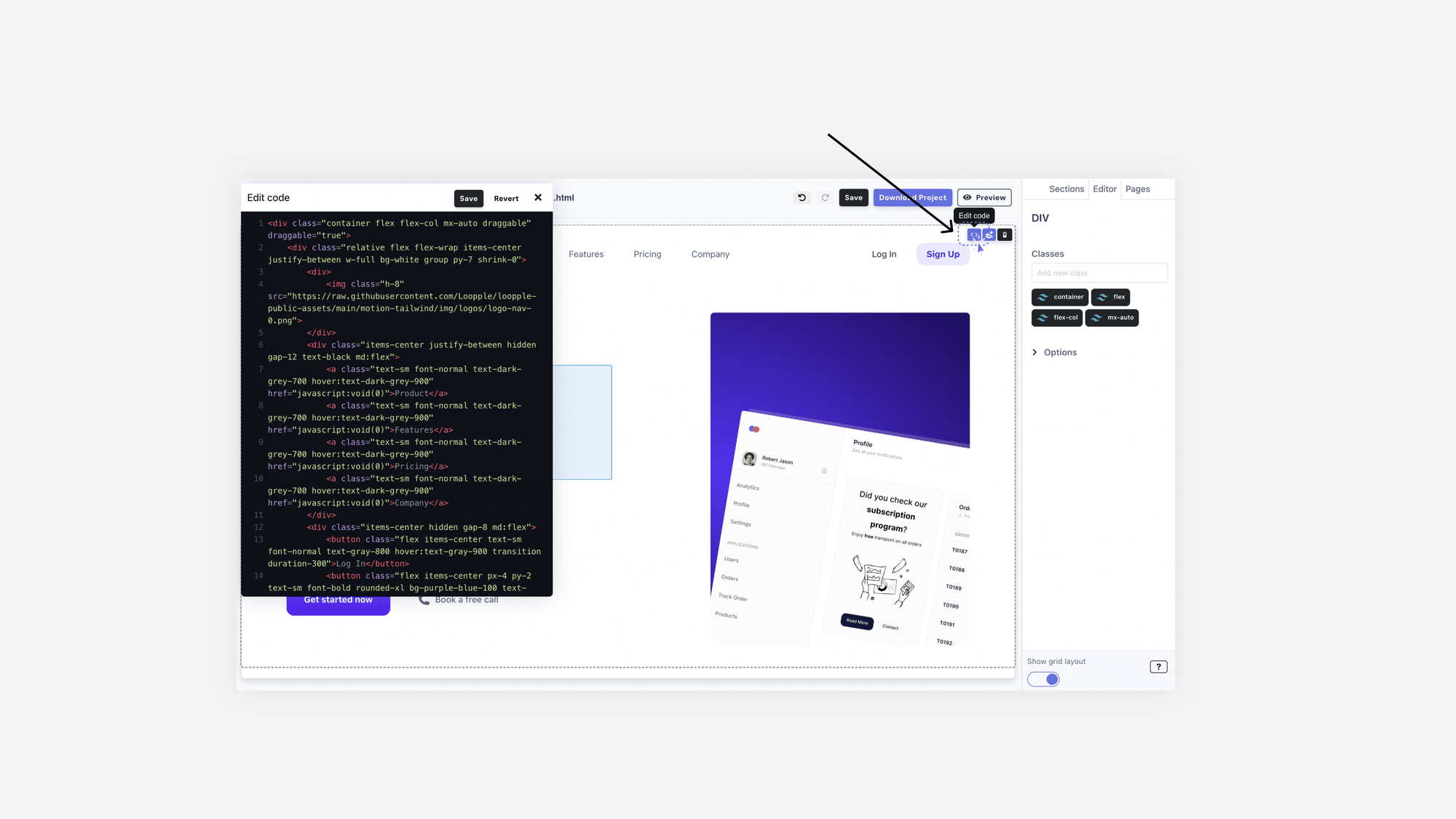 Code Editor from loopple's editor