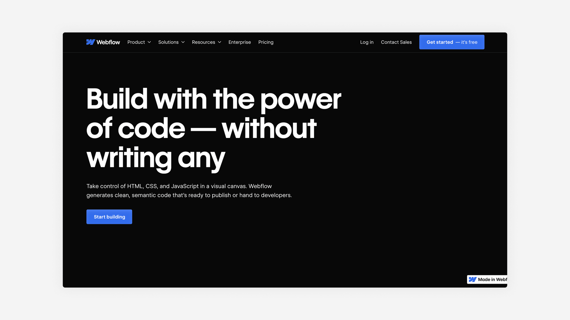 webflow's homepage