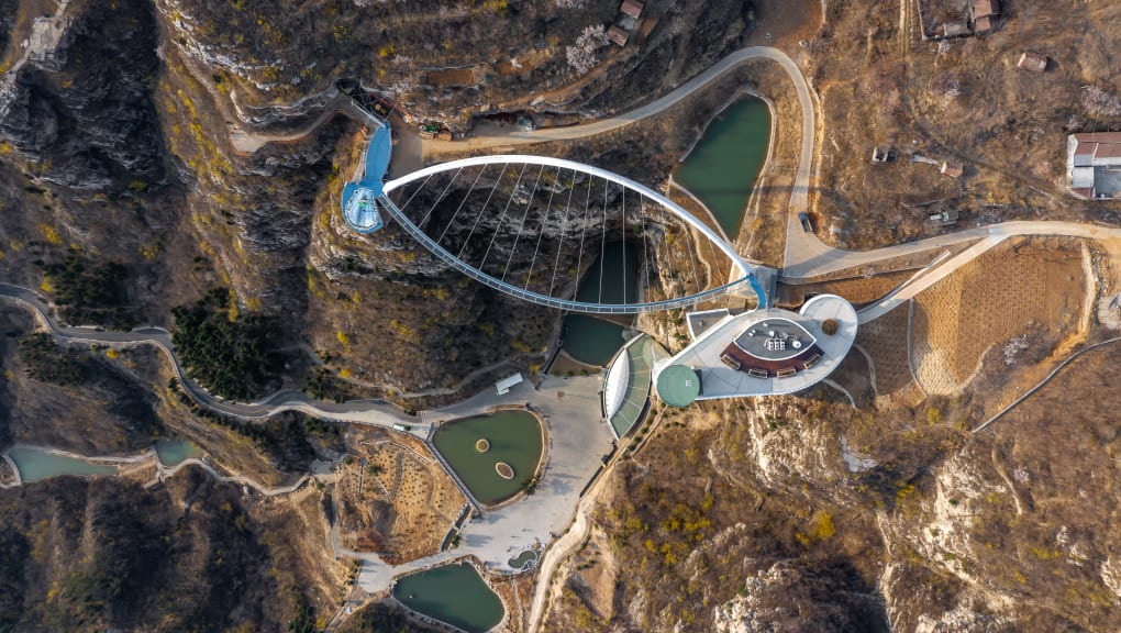 Satellite view of the Tanxishan glass landscape pedestrian bridge