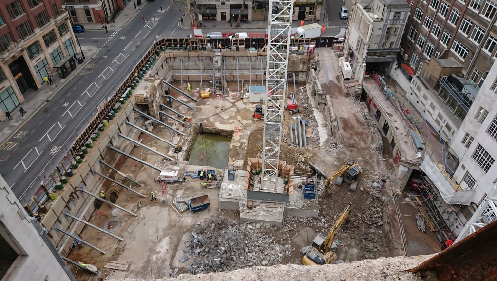 Raft foundations being reused at 9 Millbank Ergon House Building