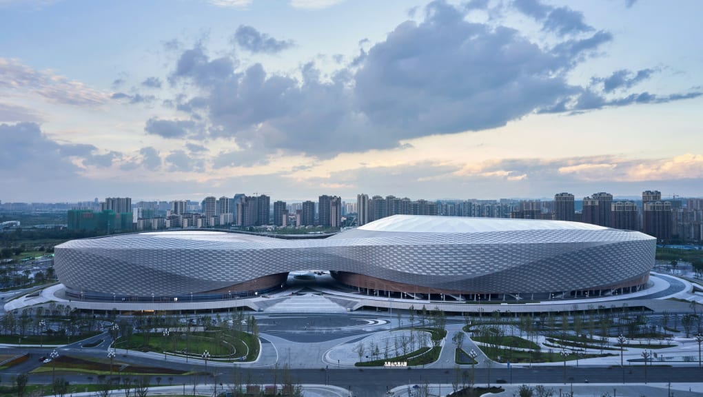 Front view of Chengdu Phoenix Mountain Football Stadium