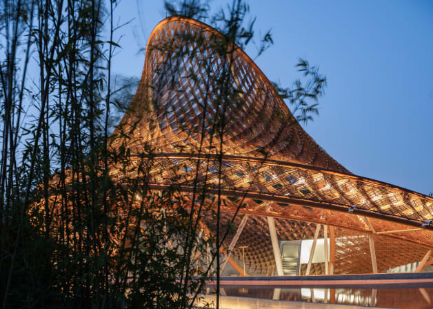 Exterior view of the Bamboo and Rattan Pavilion of the 10th China Flower Expo