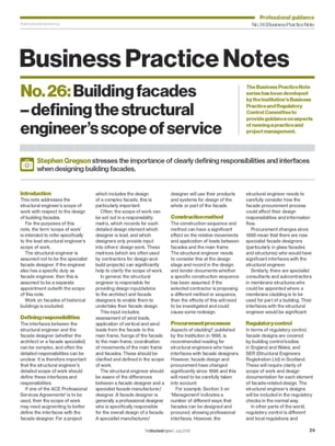 Business Practice Note No. 26: Building facades - defining the structural engineer's scope of service