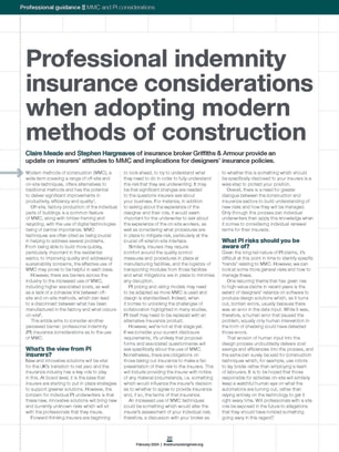 Professional indemnity insurance considerations when adopting modern methods of construction