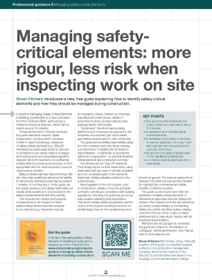 Managing safety-critical elements: more rigour, less risk when inspecting work on site