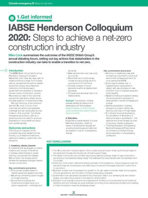 IABSE Henderson Colloquium 2020: Steps to achieve a net-zero construction industry